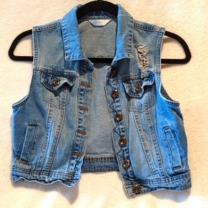 Distressed Denim Vest